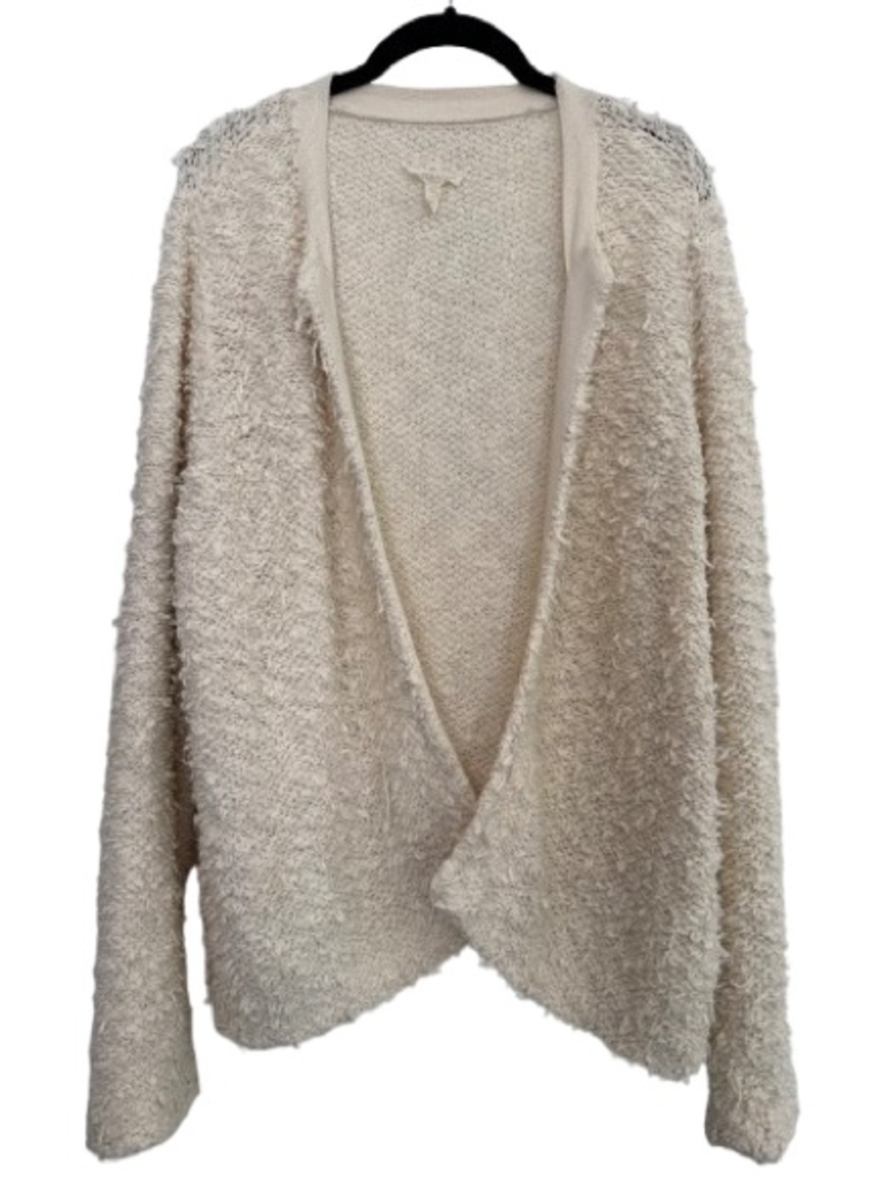 Eileen Fisher Loop Knit Cotton Open Cardigan Organic Cotton Cream Textured